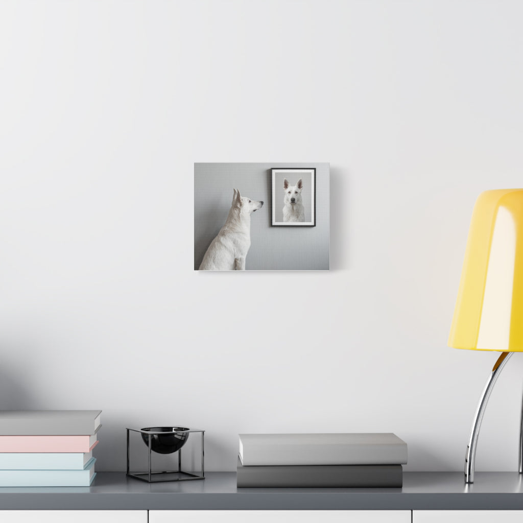White German Shepherd Canvas Print — Minimal Pet Portrait Matte Stretched Wall Art