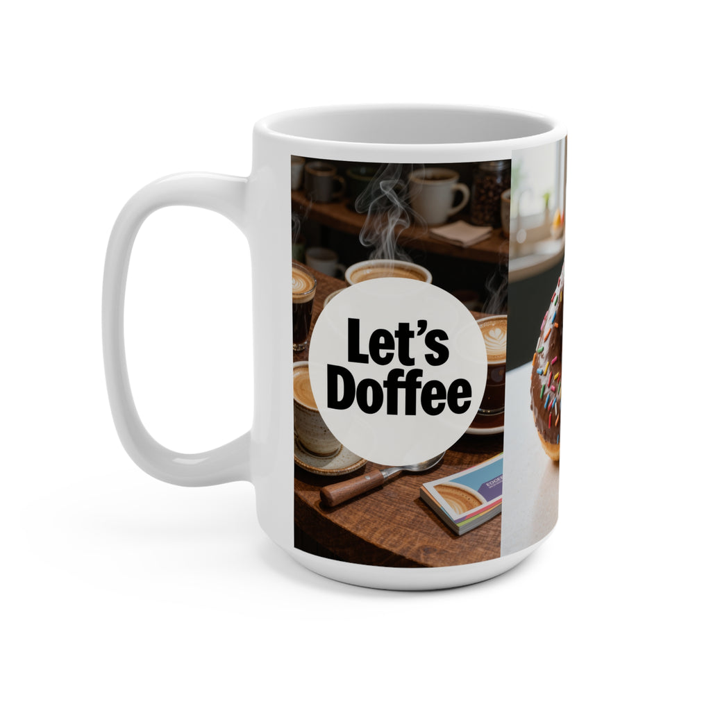 Coffee & Donut 15oz Mug — "Let's Doffee" Funny Coffee Lover Gift