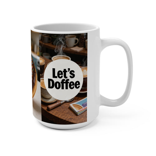 Coffee & Donut 15oz Mug — "Let's Doffee" Funny Coffee Lover Gift
