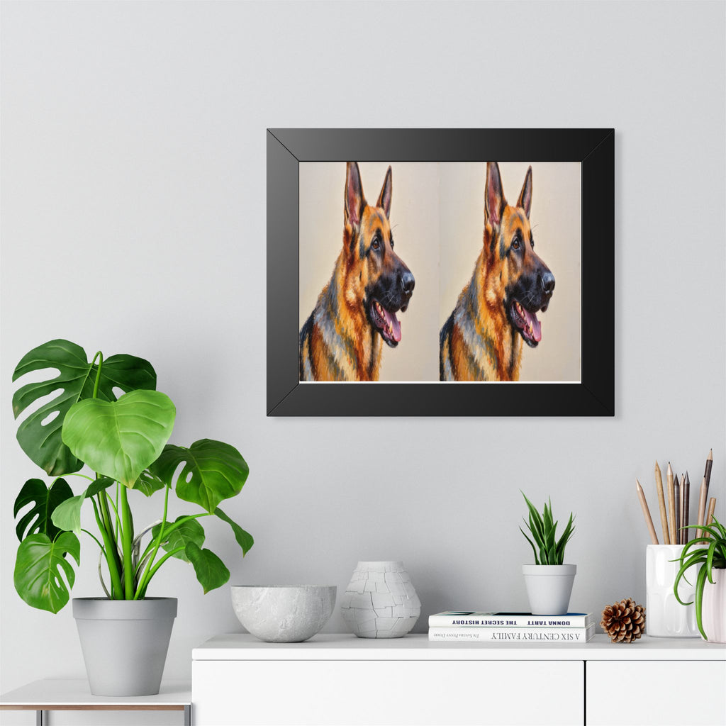 German Shepherd Double Portrait Framed Poster