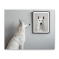 White German Shepherd Canvas Print — Minimal Pet Portrait Matte Stretched Wall Art