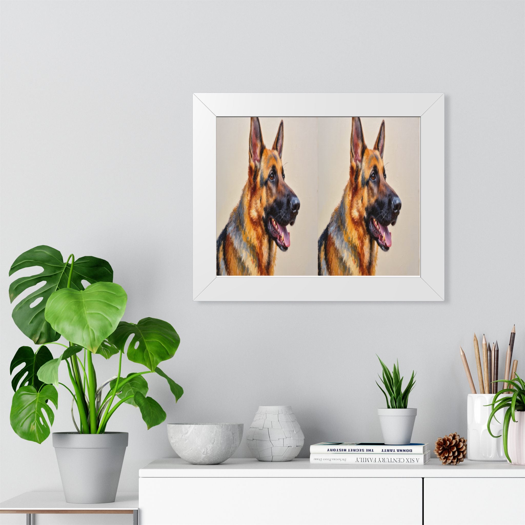 German Shepherd Double Portrait Framed Poster