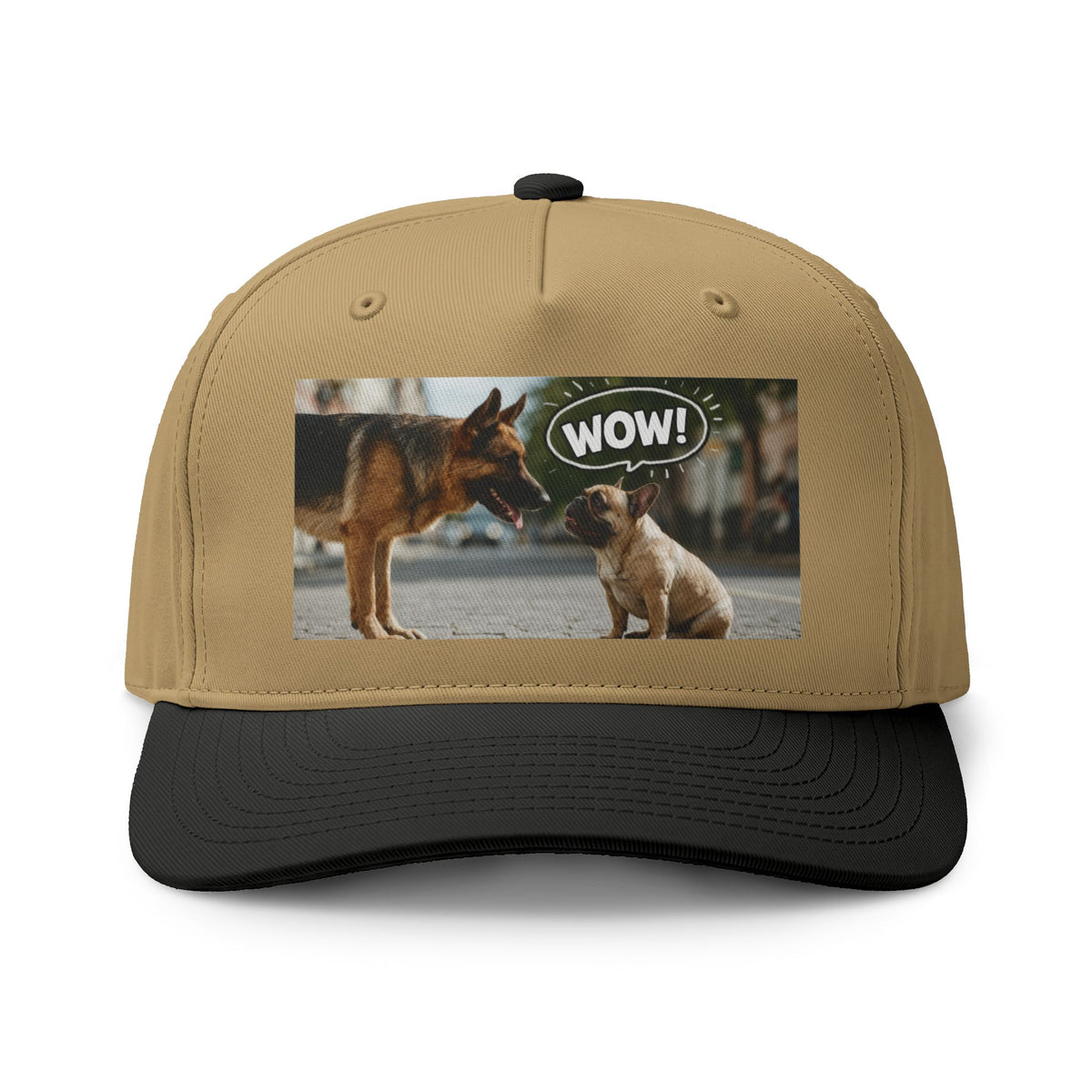 Dog WOW Snapback Hat — Funny German Shepherd & Puppy Two-Tone Cap