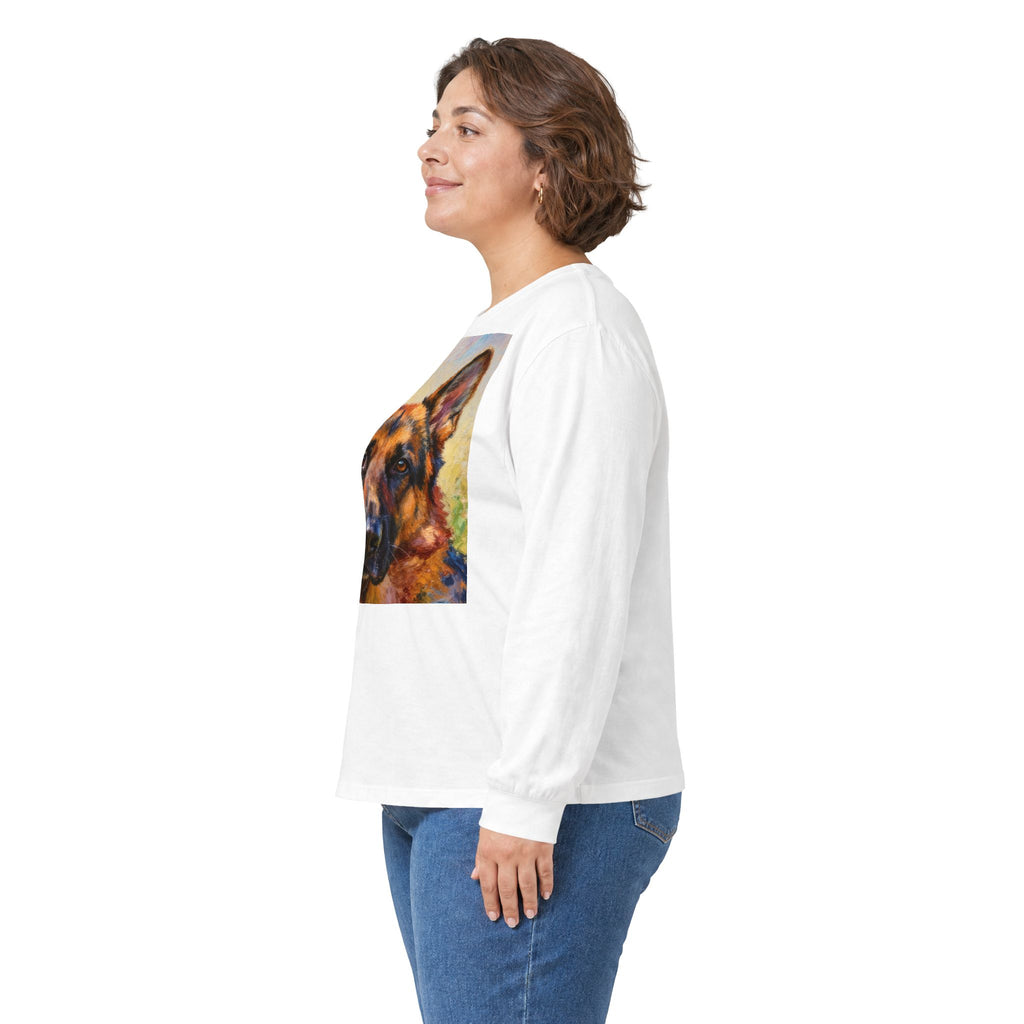 German Shepherd Portrait Long Sleeve Tee — Colorful Dog Art Shirt